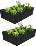 4×3×1FT(2PCS) Galvanized Raised Garden Bed Kit Metal Planter BoxesLarge Raised Garden Bed for Planting VegetablesFlowersHerbs -Black