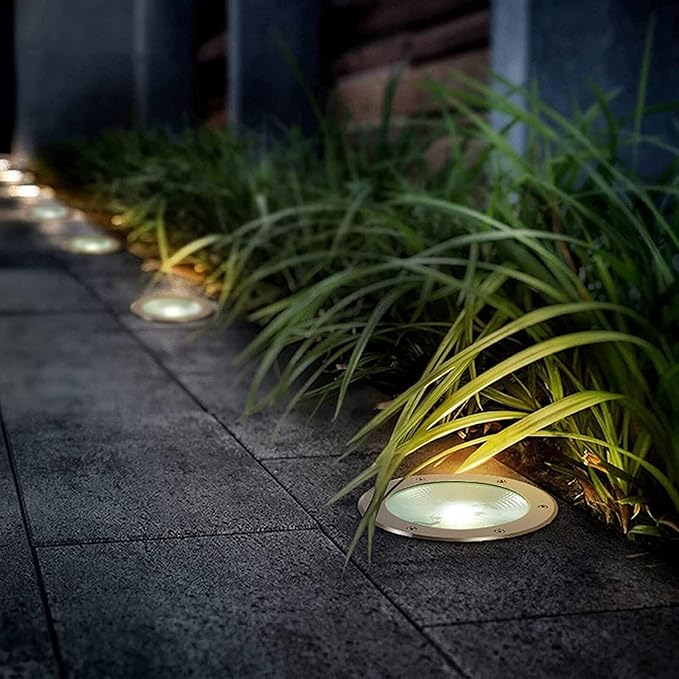 LED Beam Spotlight - 85-265V Outdoor Recessed Spot Light Round IP67 Waterproof In-Ground LED Landscape Lighting Outdoor Buried Lights Lawn/Courtyard Buried Lights((12V)-Warm White Light10W)