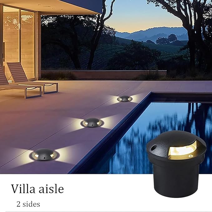 Ground LED Landscape Lamp - IP65 Waterproof Outdoor Spotlight 2 Side Glow Path Lighting Fortress AC85-265V Low Voltage Recessed Buried LightsBlue 6W