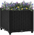 Modern Black Square Planter Box 15.7 x 15.7 x 15 in Heavy-Duty PP Garden Pot for Patio Balcony Herb &amp Flower Outdoor Use