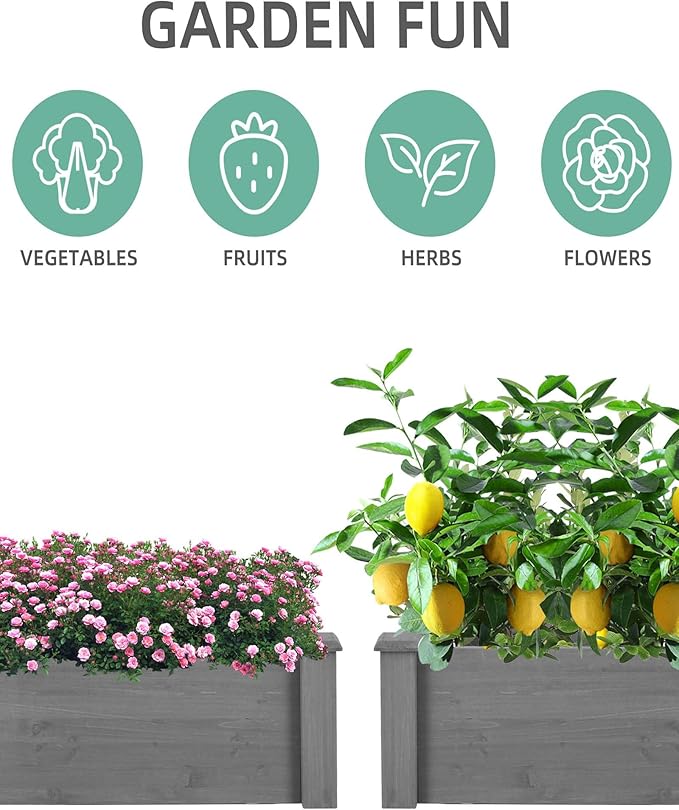 HACHIKITTY 8×2ft Wooden Horticulture Raised Garden Bed Divisible Elevated Planting Planter Box for Vegetables/Flowers/Herbs in Backyard/Patio Outdoor Natural Wood 96 x 28 x 10in