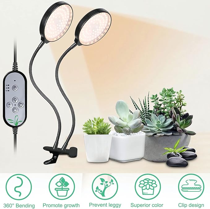 MEGHALI USB Plant Light LED Plant Fill Lights Clip Light with Timing Dimming Function Indoor Plant Lamp for Vegetable Succulent Herb Seedlings Garden