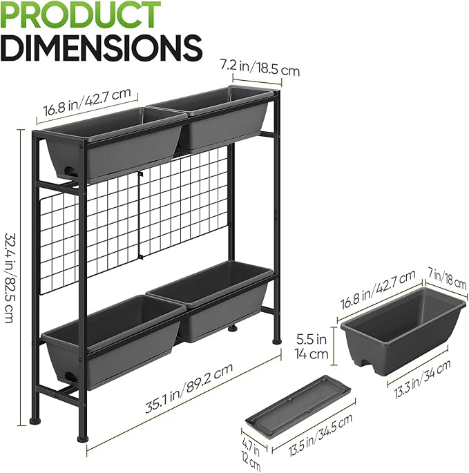CADUKE Raised Planter Box Plastic Raised Garden Bed with Legs Standing Planter Box with Drainage Holes &amp Trellis 32 Elevated Flower Beds Outdoor &amp Indoor for Vegetables Balcony Patio Gr