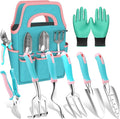 MelonArt Garden Tool Set8 Pcs Gardening Hand Tool Starter Kit for Women Heavy Duty Outdoor Tool Kit Aluminum Alloy with Non Slip Ergonomic Handle Ideal Gifts for Women and Men Green&ampPink