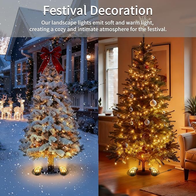 Tree Lights Outdoor Palm Tree LED Uplighting 3000K Warm White Landscape Spotlights IP67 Waterproof Aluminum AC85-265V (110V Compatible) 1.5M/4.9ft US Plug Power Cord (2 Pack)