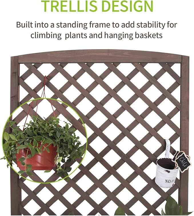 GUTINNEEN Planter with Trellis Outdoor Free Standing Planter Box Vertical Raised Garden Bed - Large Capacity