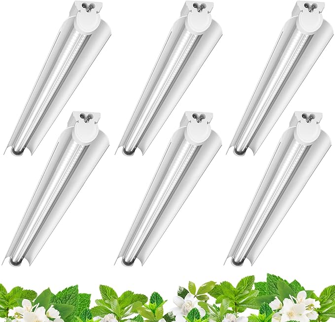 Barrina Grow Lights for Indoor Plants 3FT 5000K Daylight White Full Spectrum Plant Lights 180W(6 x 30W 1000W Equivalent) T8 Grow Light Bulbs LED Grow Light Strips Linkable Design 6-Pack