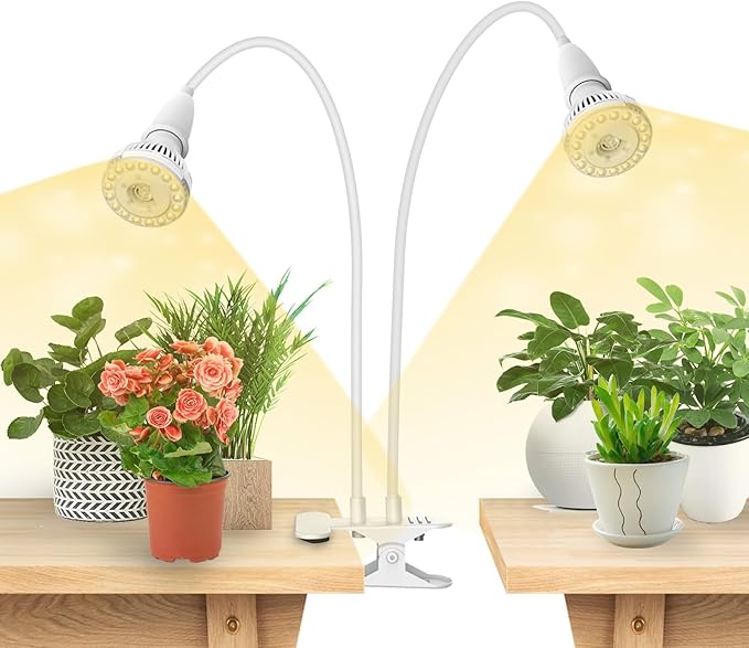 Grow Lights for Indoor Plants LED 20 W Full Spectrum Bulb Replaceable Plant Light 300 W Equivalent Clip on Grow Light with Optical Lens for Indoor Growing Lifetime Free Bulb Replacement