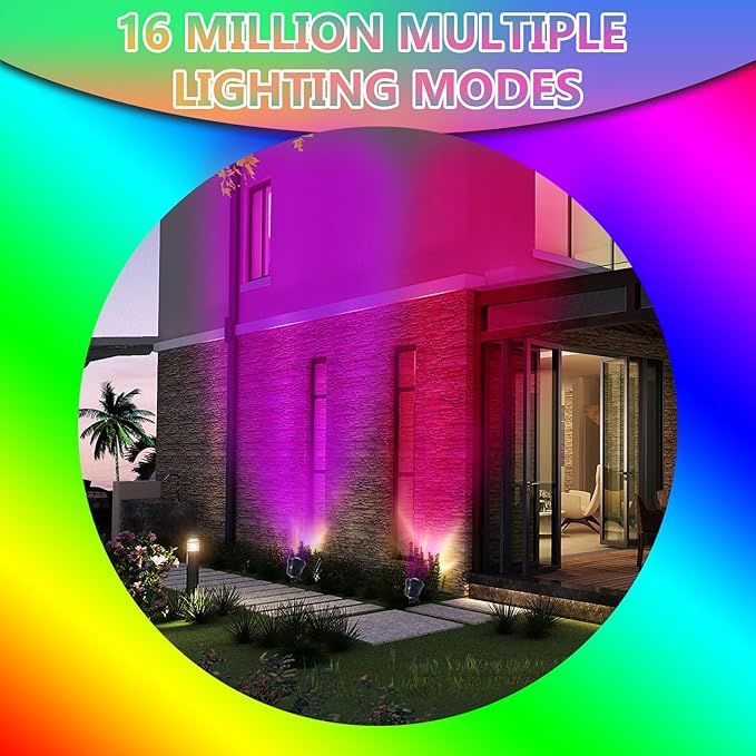 ASTRAEA RGB Outdoor LED Spot Lights 12W Color Changing Landscape Spotlights Lighting with Remote Control &amp APP Music Sync &amp Timer Waterproof Spotlights Uplighting for Yard Garden Pathway 4