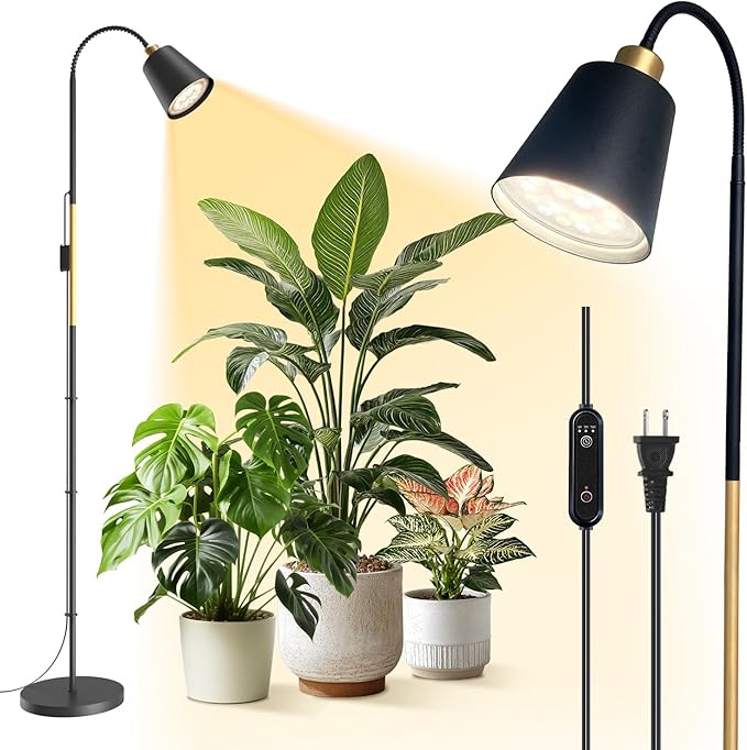 Bstrip Grow Light for Indoor Plants 65 Tall Standing Grow Light 18W Non-Dimmable LED Plant Light with Optical Lens Full Spectrum Plant Light with Flexible Gooseneck &amp Smart Timer