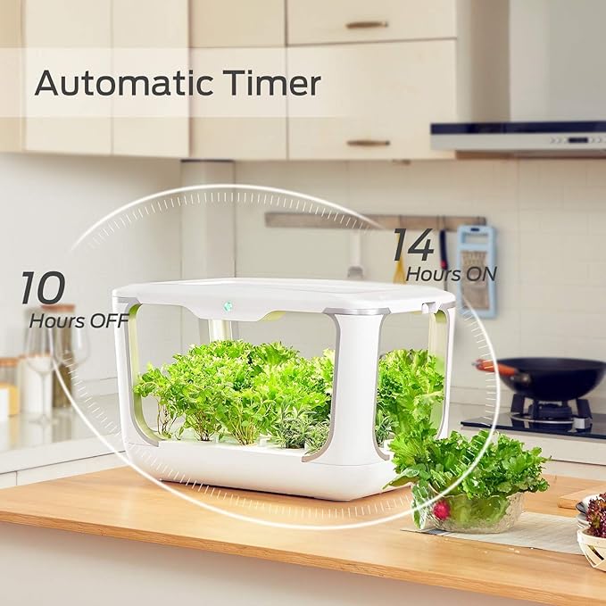 Home Grow Box Indoor Herb Garden Growing Kit with Hydroponics System 45W Grow Light 8L Water Tank and Remote Monitoring
