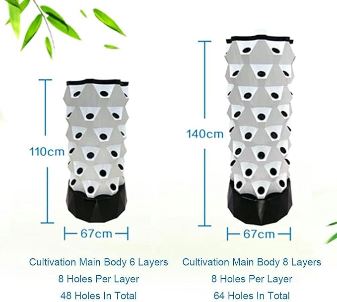 Hydroponic Tower Inner Garden Hydroponic Cultivation Airgon Cultivation Kit of Garden Garden Without Floor for Herb Fruits and Vegetables 48 Hole