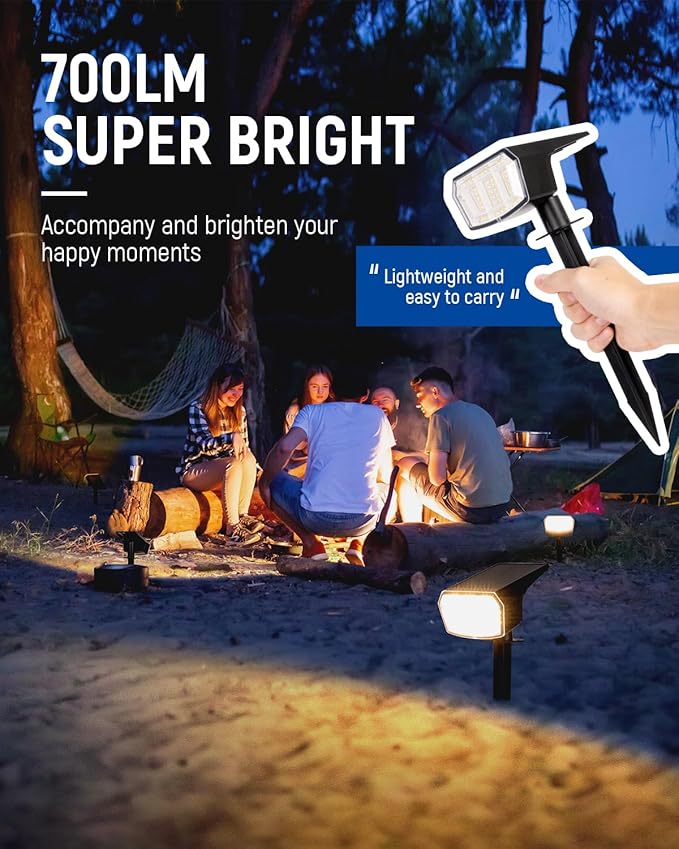 4 Pack 63 LED 3 Lighting Modes IP65 Waterpoof Solar Spot Warm Lights and 2 Pack 294 LED IP67 Solar Flood Lights