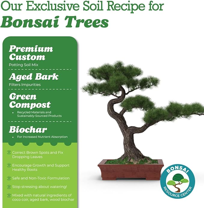100% Organic Bonsai Soil – All-Natural Well-Draining Potting Mix for Healthy Bonsai Succulents Cactus &amp Kokedama | Pumice Akadama Bark | Made in USA | 3L Bag