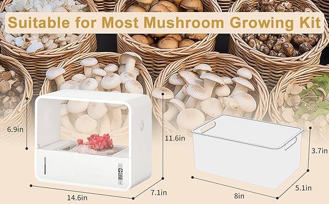 Mushroom Grow Kit with Automatic Humidification Exhaust System Grow Light and Temperature Display - Indoor Monotub for Fresh Air Mushroom Cultivation