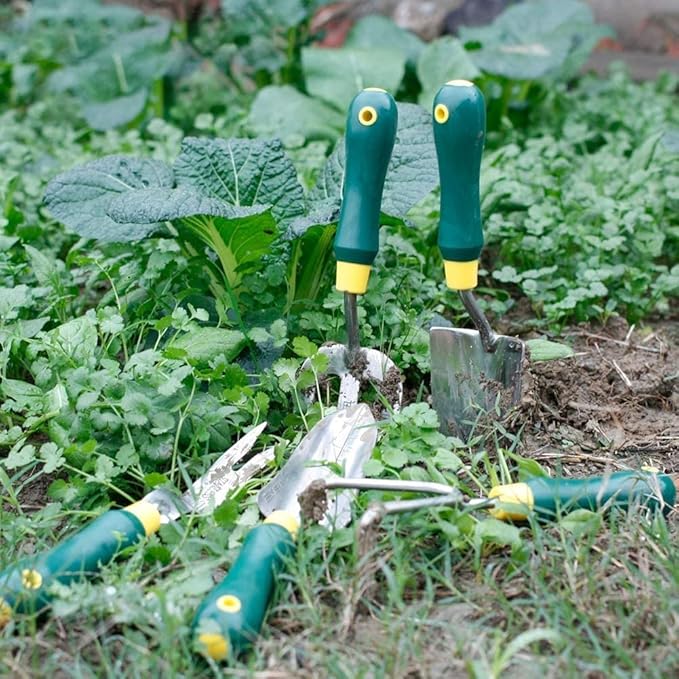 Garden Tool Set 5 Piece Stainless Steel Heavy Duty Gardening Tool Set Mini Garden Plant Tool Loose Soil Pot Planting Flowering Tool for Seedling Digging Weeding