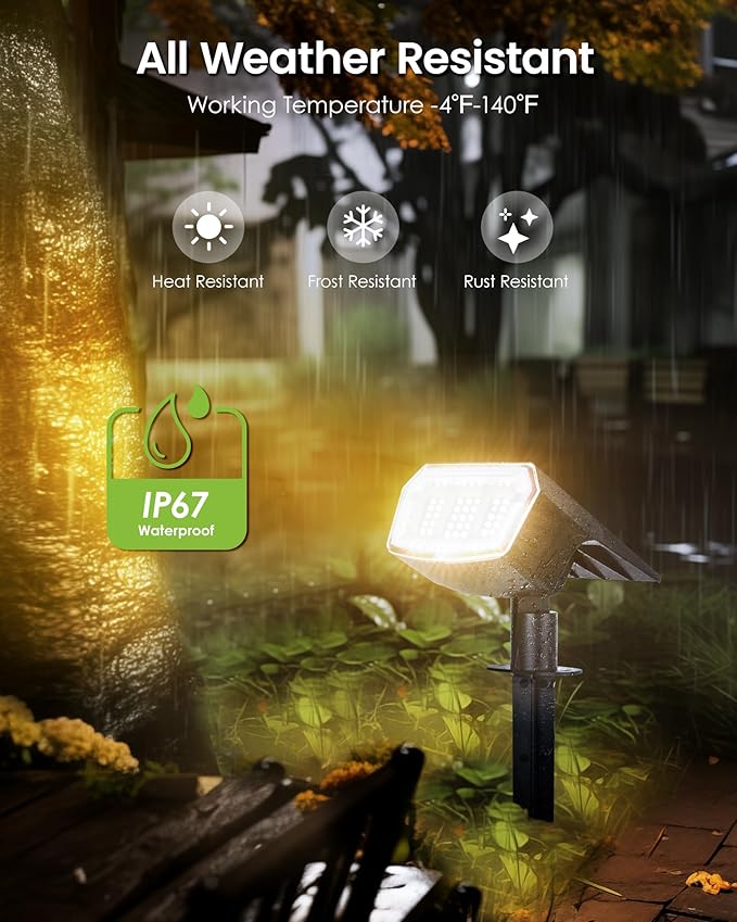 Solar Spot Lights Outdoor IP67 Waterproof 10 Pack 63 LED 3 Modes Solar Landscape Spotlights for Yard Garden Pathway Wall House Garage (Warm White)
