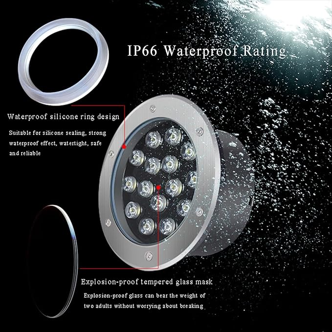 LED Buried Light Outdoor Underground Light IP66 Waterproof Low Voltage AC12/24V Embedded Landscape Lights for Driveway Deck Step Garden Spotlight