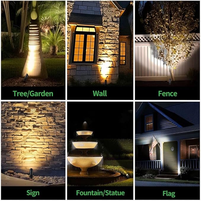 12V Landscape Spotlight Bundle - 6 Pack Spotlight 65FT 16/2 Cable Outdoor Waterproof LED Fixture for Garden Wall Tree with 5W 2700K Warm White MR16 Bulb