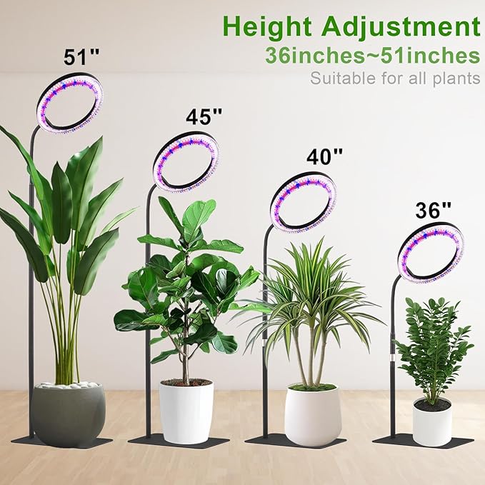 yadoker Grow Light for Indoor Plants160 LEDs Full Spectrum Standing Plant Grow Light with 3H/6H/9H Timer10-Level Brightness 51 Height AdjustableFlow Grow Lamp for Tall Large Indoor Plants