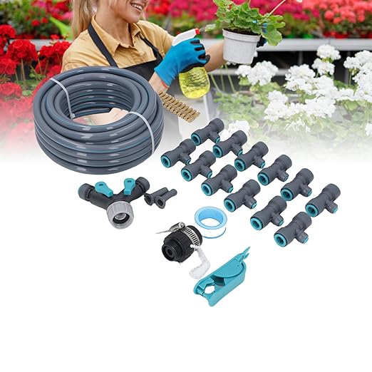 Drip Irrigation System Automatic Drip Irrigation Kit with 32.8ft Hose Connectors &amp Adjustable Dripper Garden Watering System for Greenhouse Plant Patio Lawn Flower Bed