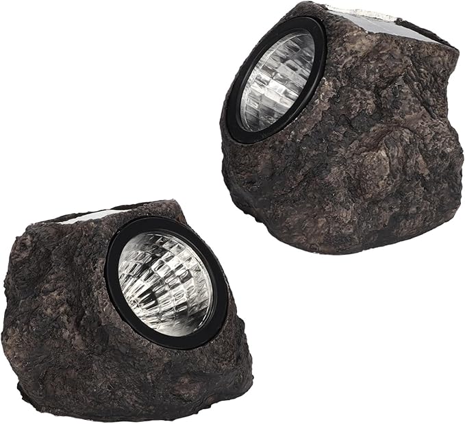 Solar Rock Light 2Pcs Small Solar Rock Lights Outdoor Solars Powered Rocks Light LED Garden Landscape Lights for Path Yard Patio Lawn Porch 4.7x5.9in