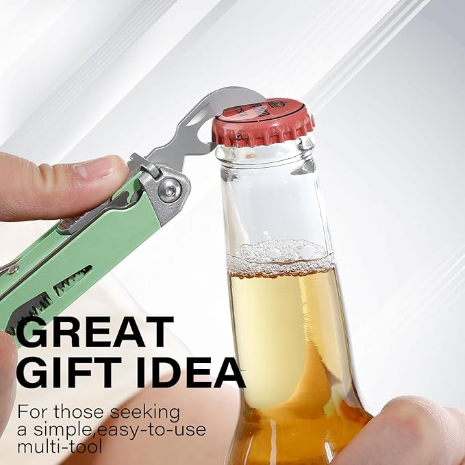 Multitool 21-in-1 Multi Tool Pliers with Safety Locking and Spring-Action Scissors Heavy-duty Stainless Steel Multi-tool Set with Nylon Sheath for Work Home Garden DIY &amp Auto Mint Green