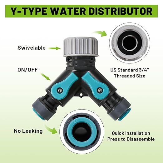 Drip Irrigation Kit - 100 FT. Hose Sprinkler System with 360° nozzles and T-connectors for Gardens lawns Plants Flower beds Trees patios and hydroponics (Closeable nozzle-20)