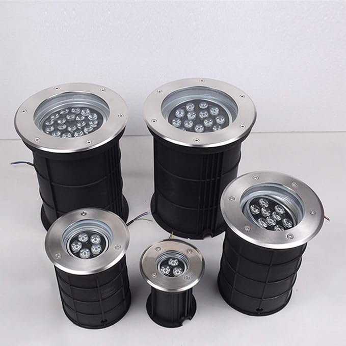 LED Recessed Spotlight - 85-265V Waterproof Landscape Light Adjustable Angle Decking Lights IP67 Available in Blue (9W) and Red (15W)