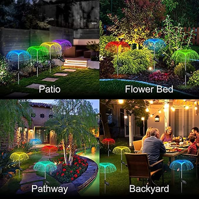 Plant Growing Lamps Solar Jellyfish Lights Outdoor Decor for Garden and Vegetable Patch 7 Color Variation Waterproof Lawn Lamps for Patio Backyard