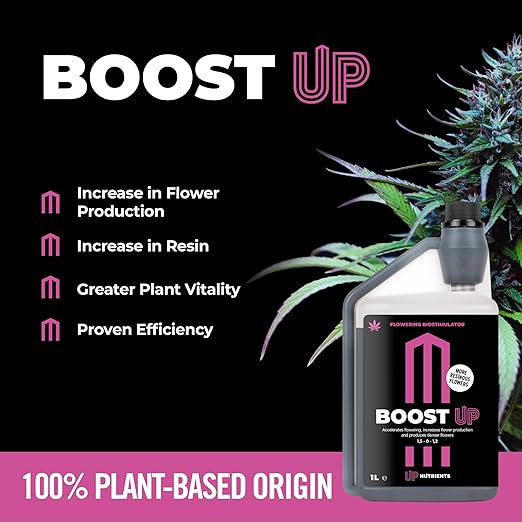 Bio Flowering Fertilizer Boost UP 1L | Bio Stimulator for Plants and Crops | Flower Production Booster | Compact and Resinous Flowers and Fruits