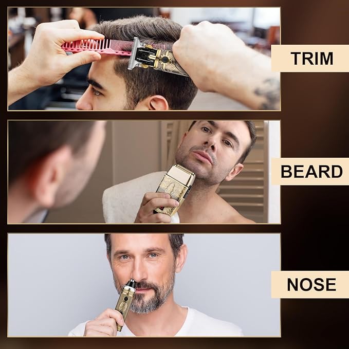 Karrte Men’s Grooming Kit Professional Hair Clippers and Shaver for MenElectric Razor and Nose Trimmer SetBeard Trimmer with 2 Foil HeadGifts for Men