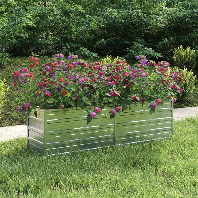 YAFF Garden Raised Bed 63x15.7x17.7 Galvanized Steel SilverSilver