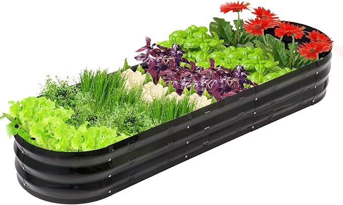 Galvanized Raised Garden Bed Outdoor 67 D x 20 W x10 H 7 cu. ft. Planter for Outdoor Plants Large Metal Raised Garden Bed Kit (Black)
