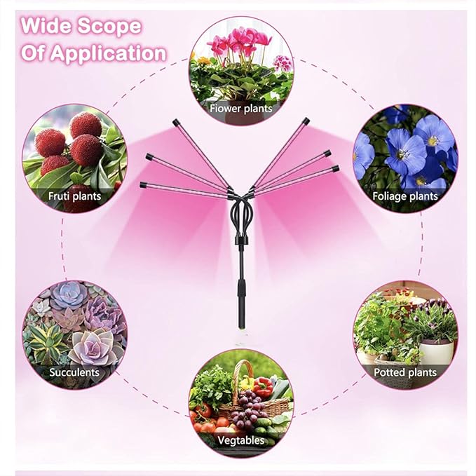 LED Grow Lights for Indoor Plants Plant Grow Lights Full Spectrum Auto ON Off with 3/9/12H Timer 9 Dimmable Lightness Clip-On Desk Grow Lamp Bulbs (Three Head)