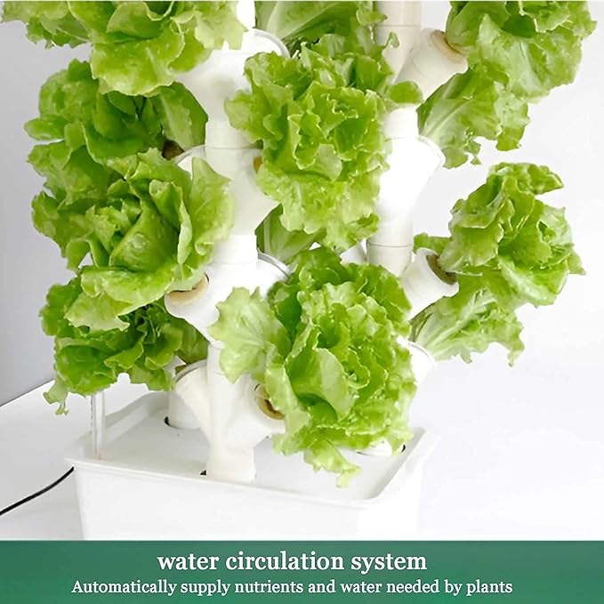 Indoor Hydroponic Growing System Freestanding Planting Tower SetPlant Vertical Hydroponics Hydroponic Planter for Herb Vegetable (A)