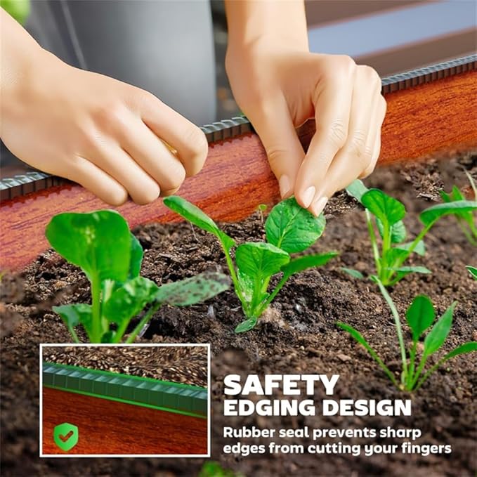 94.5 Inch Galvanized Steel Raised Garden Bed Planter – Open Bottom Weed Resistant Outdoor Planter for Vegetables Herbs Flowers Easy to Assemble Dark Brown