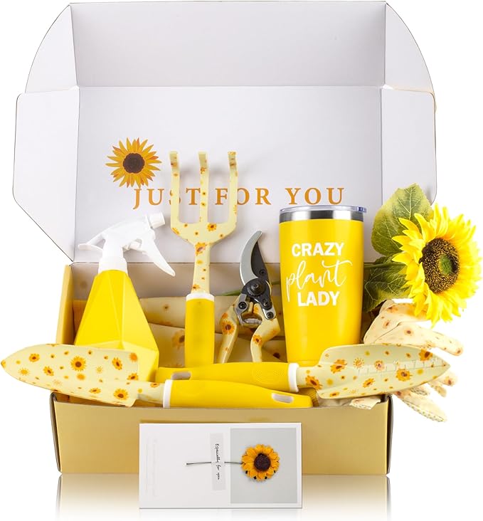 Sunflower Gardening Gifts for Women Garden Tool Set Heavy Duty Gardening Hand Tools with Garden Tool BagYellow