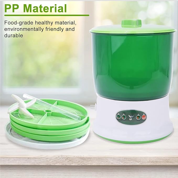 Home Smart Bean Sprout Machine Fully Automatic Seed Sprouting Kit Automatic Soaking Beans and 360° Rotating Spraying Design Large-Capacity Sprouting Seedling Machines for Homemade Bean Sprouts