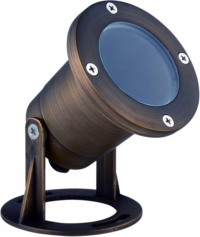 U001 Landscape-Spotlights Underwater Light D3.875H3.75Antique Brass Clear Glassmr16 Halogen 35W/Led Gu5.3(Light Source Not Included)