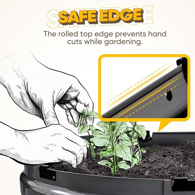 KING BIRD Raised Garden Bed Kit 2025 Upgraded Quick-Setup Galvanized Planter Garden Box Outdoor for Gardening Vegetables Flowers 74x36x23 in Dark Grey