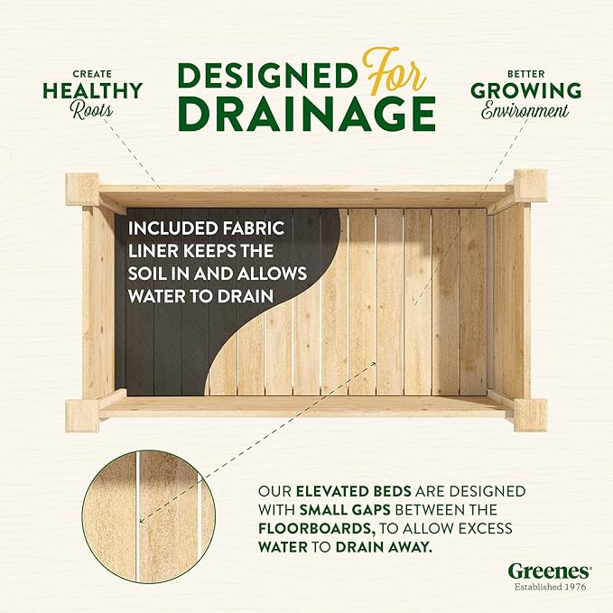 Greenes Fence Premium Cedar Elevated Garden Bed 24 W x 48 L x 31 H (3/4 Thick) - Made in USA with North American Cedar