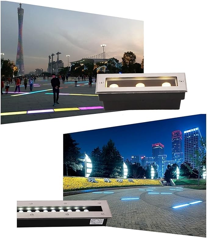 Underground Light LED - Rectangular Linear Underground Lighting Panel Outdoor Embedded LED Spotlight IP66 Waterproof Corridor Aisle Light Stair Step LightingWarm White 24w