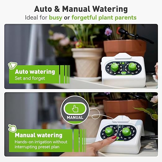RAINPOINT Beginner-Friendly Automatic Plant Waterer Indoor for Pot Plant Adjustable Water OutputBattery Powered Outdoor IP54 Waterproof Easy-Setup Drip Irrigation System Device Kit Water 10-15 Plants