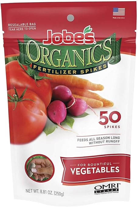 Jobe's 6028 50-Pack Organic Vegetable Fertilizer Food Spikes Garden Lawn Supply Maintenance (Pack of 6)