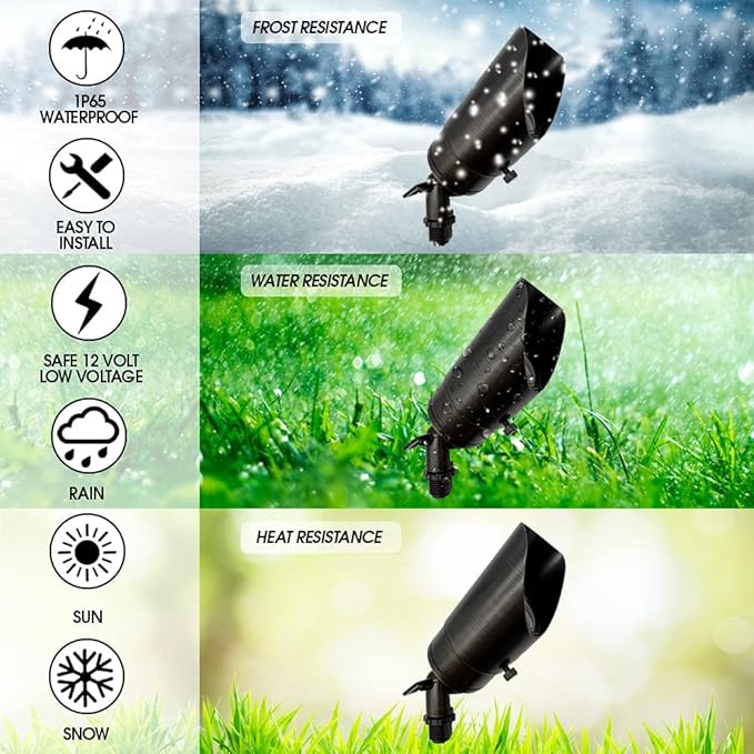 LED Spot Lights Outdoor Landscape Lighting 118 - Solid Brass Spotlight LED Yard Lights Security Landscape Lights for Beautiful Bright Long Lasting Home Garden Area Deck Lighting (No Bulb)