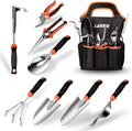 9 Piece Garden Tool Set - Heavy Duty Stainless Steel Gardening Hand Tools with Ergonomic Non-Slip Rubber Handles Pruning Shears Trowel and 600D Storage Tote Bag Gardening Gifts for Women