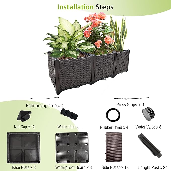 Raised Garden Bed Large Planters for Outdoor Plants Rectangular Elevated Planter Boxes Patio Balcony Deck for Planting Flowers Vegetables Tomatoes and Herbs