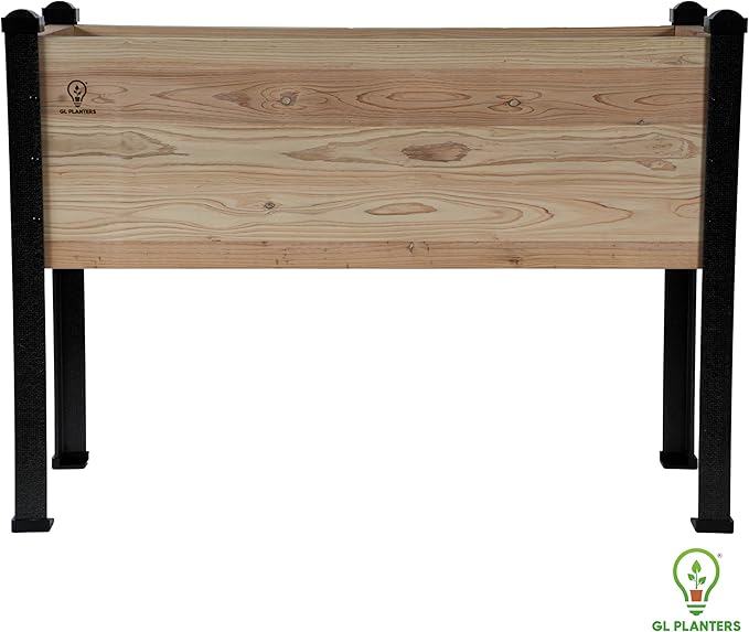 Cedar Raised Garden Bed 44L x 18W x 30H inches Built-in Drainage No-Bend Gardening