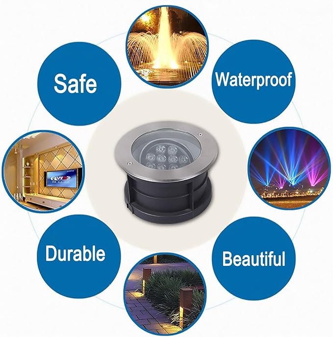 Outdoor Buried Lights - LED Underwater Tlight 24V Low Voltage 15° Angle Adjustment Submersible Spotlight IP68 Waterproof Fountain Light for Underwater Landscape Lighting(Yellow5W)